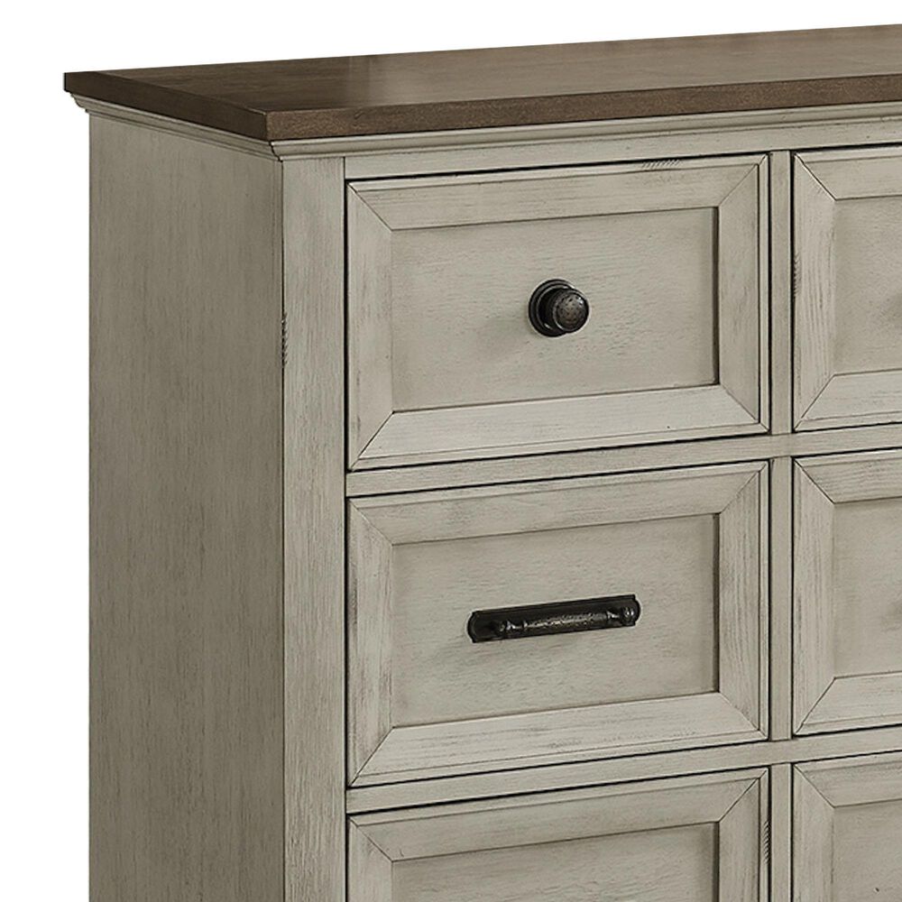 Mayberry Hill Farmington 5-Piece Queen Panel Bedroom Set with Two Nightstands in Medium Brown and Washed Stone, , large