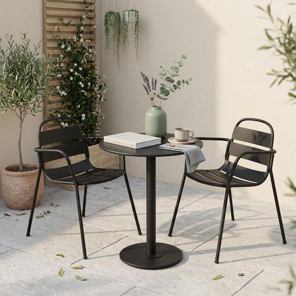 Hearth and Haven Terra Nova 3-Piece Outdoor Bistro Set in Matte Black, , large