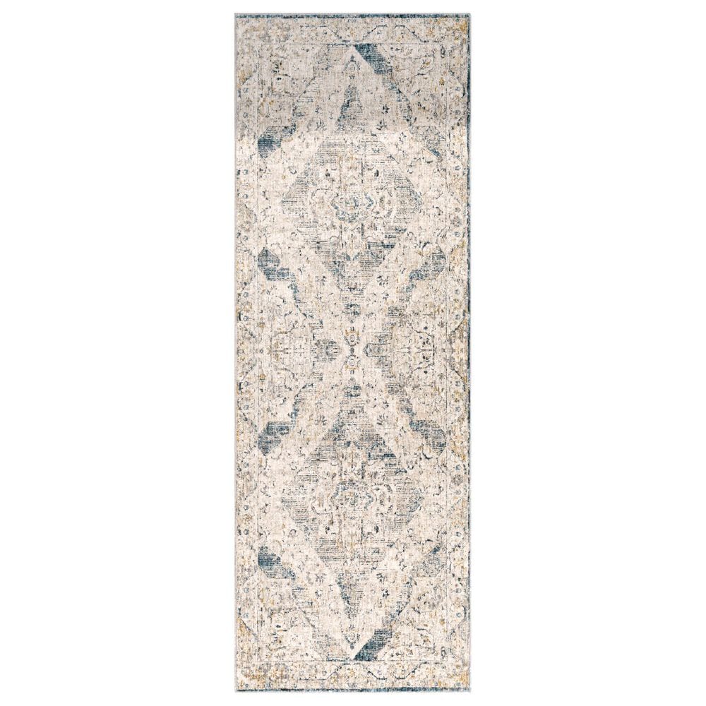 Surya Cardiff CDF-2303 Medium Gray, Light Blue, Mustard and Dark Blue 2"7" x 10" Runner, , large