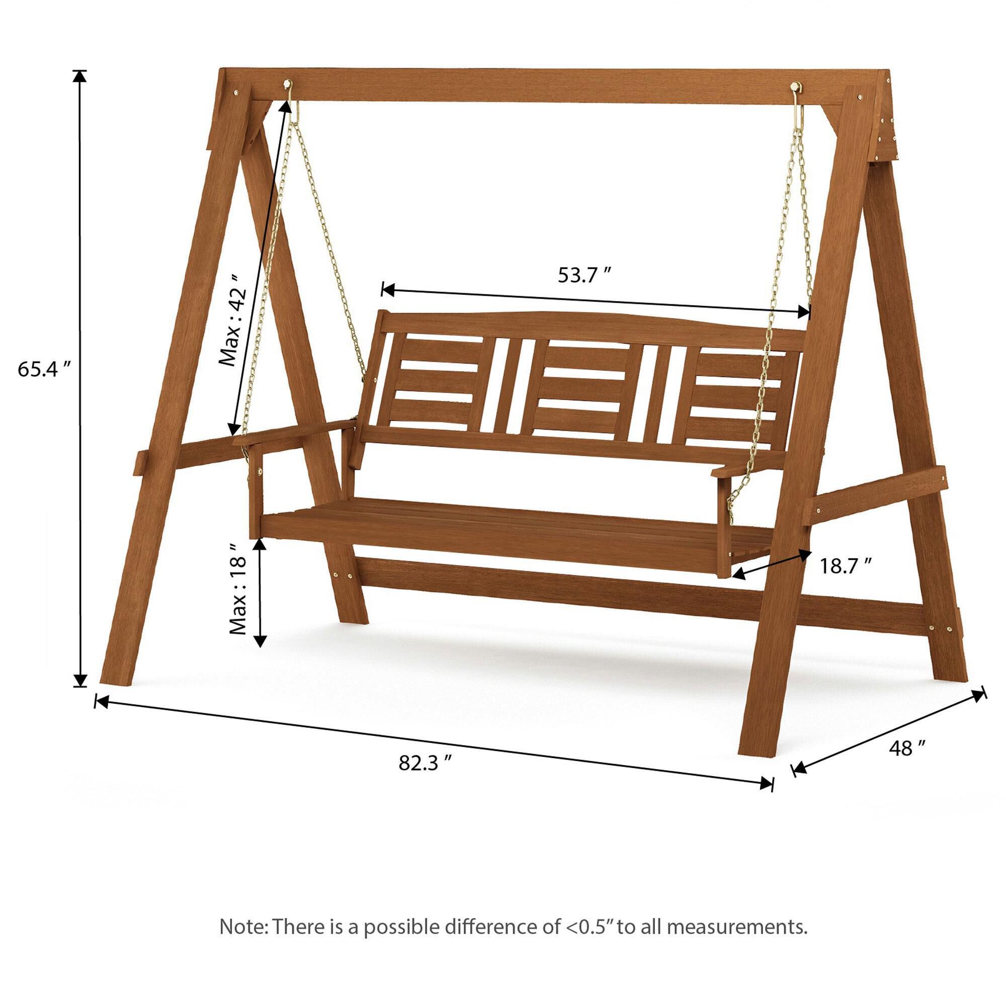 HOMLUX 3-Person Large Outdoor Porch Swing with Hanging Frame for