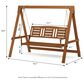 HOMLUX 3-Person Large Outdoor Porch Swing with Hanging Frame for Garden, Backyard in Teak Oil, , large