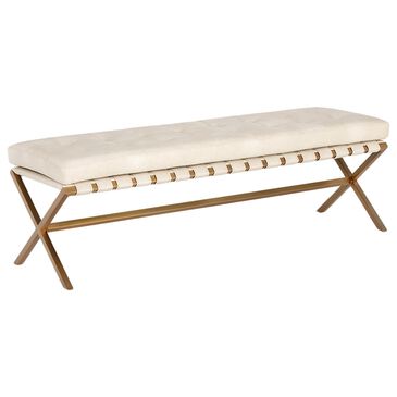 37B Ikon Kenji Bench with Bravo Cream Cushion in Brushed Gold, , large