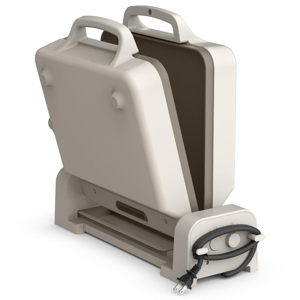 Bella 10&quot; x 20&quot; Ceramic Fold and Store Dual Temp Griddle in Oat Milk, , large