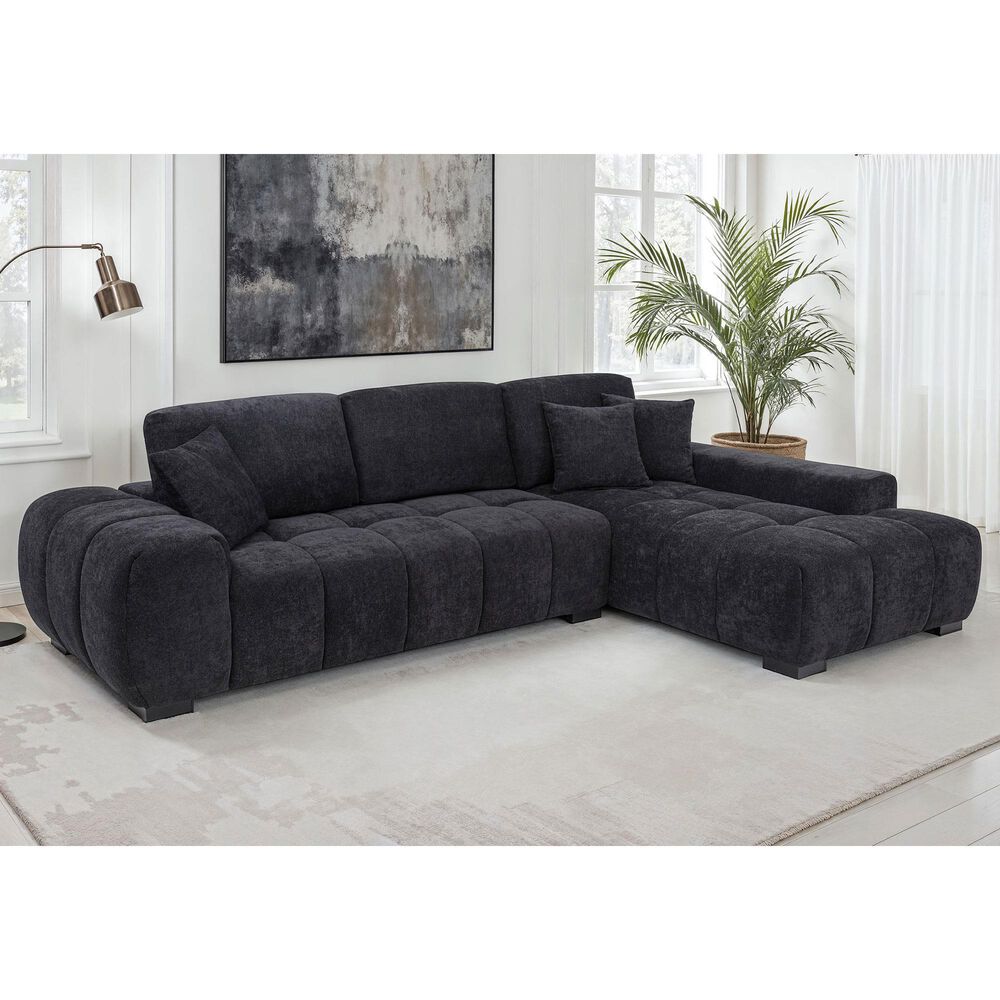 37B Octavia 2-Piece Stationary Right Facing Sectional with Chaise in Black, , large