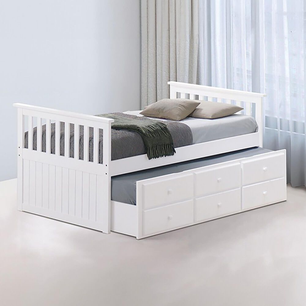 FURNITURE OF AMERICA Clemens Twin Storage Bed with Trundle in White, , large