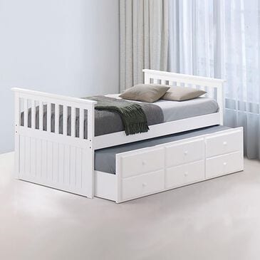 FURNITURE OF AMERICA Clemens Twin Storage Bed with Trundle in White, , large