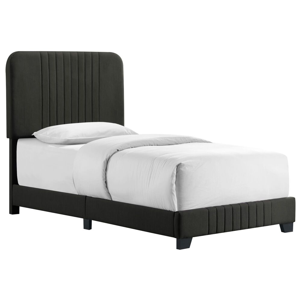 Accentric Approach Twin Upholstered Panel Bed in Black, , large