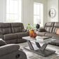 Ashley First Base Manual Reclining Sofa in Gunmetal, , large