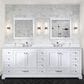 Lexora Home Dukes 84" Double Bathroom Vanity in White with 2 cm White Cultured Marble Top and Rectangular Sinks, , large
