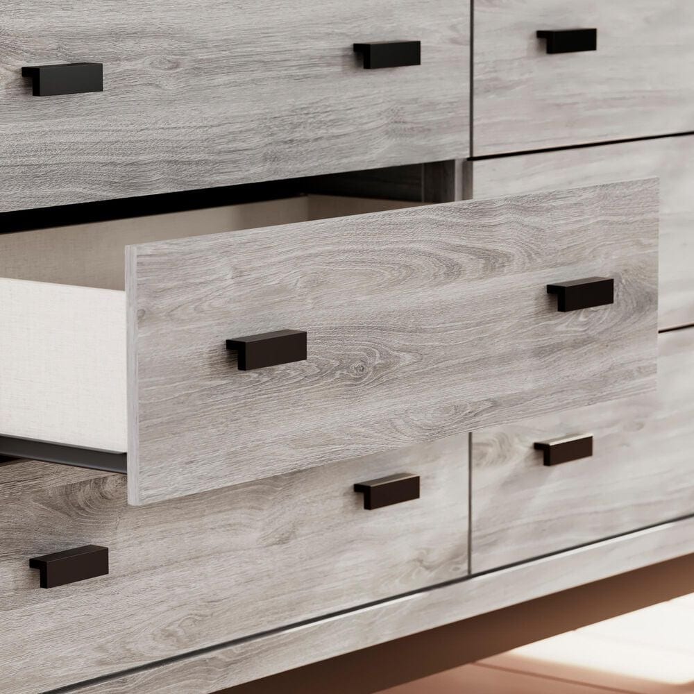 Ashley Vessalli 6-Drawer Dresser in Light Gray and Matte Black, , large
