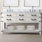 Lexora Home Norwalk 60" Double Bathroom Vanity in White Oak with White Carrara Marble Top and Rectangle Sink, , large