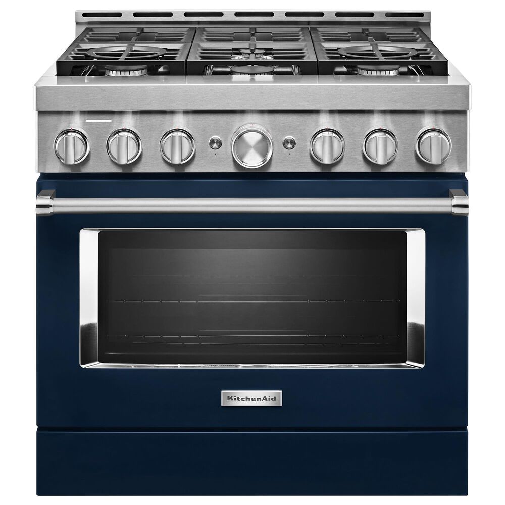 KitchenAid 36" Slide-In Gas True Convection Range with Self-Cleaning in Ink Blue, , large