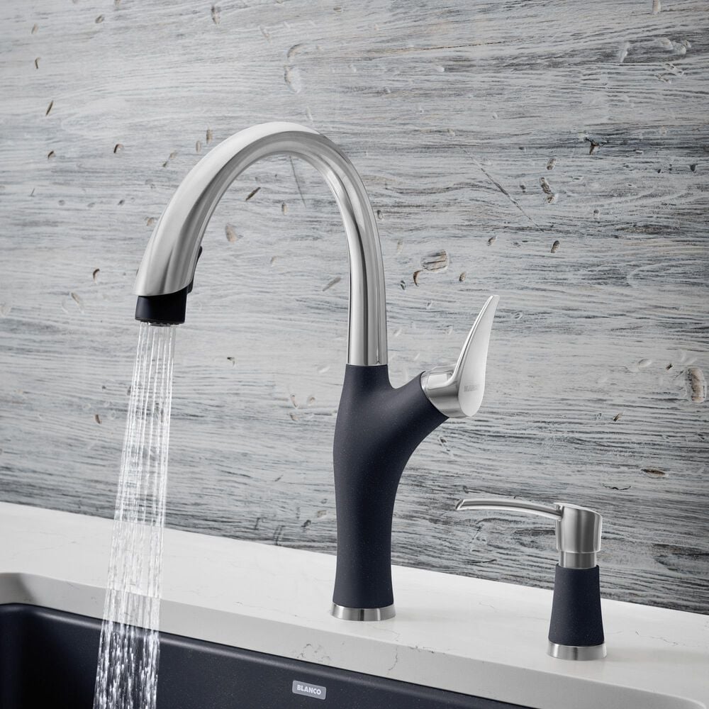 Blanco Artona Pull-Down Kitchen Faucet 1.5 GPM in PVD Steel and Anthracite, , large