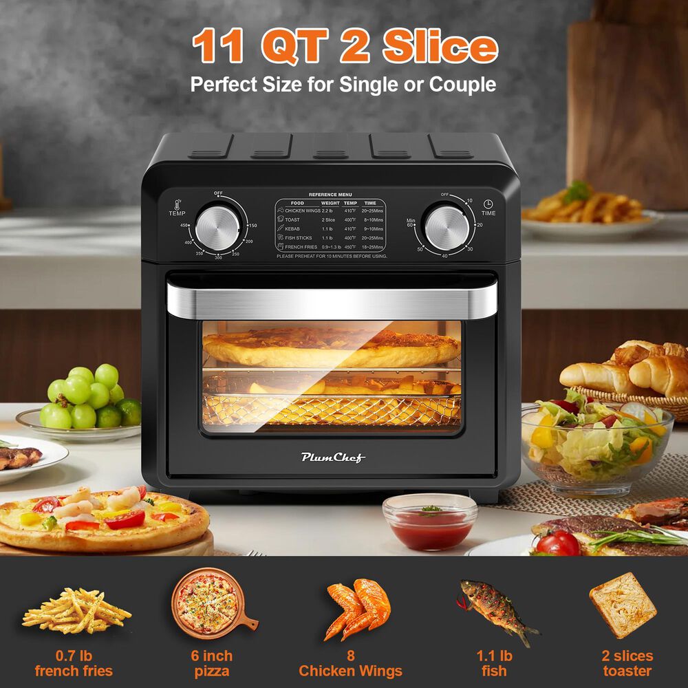 HOMLUX 11 Qt Air Fryer Toaster Oven in Black, , large