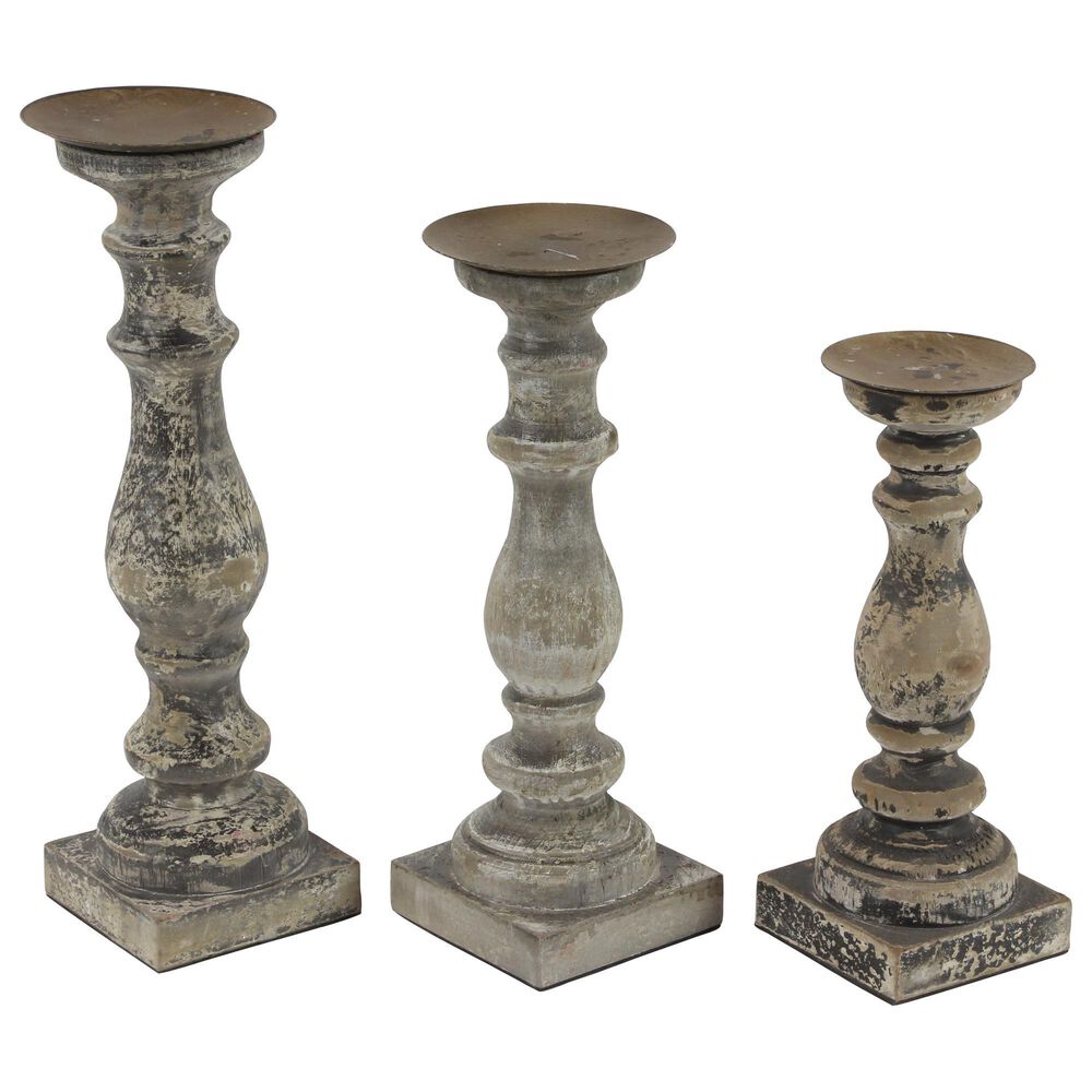 Maple and Jade Candle Holder in Distressed Brown (Set of 3), , large