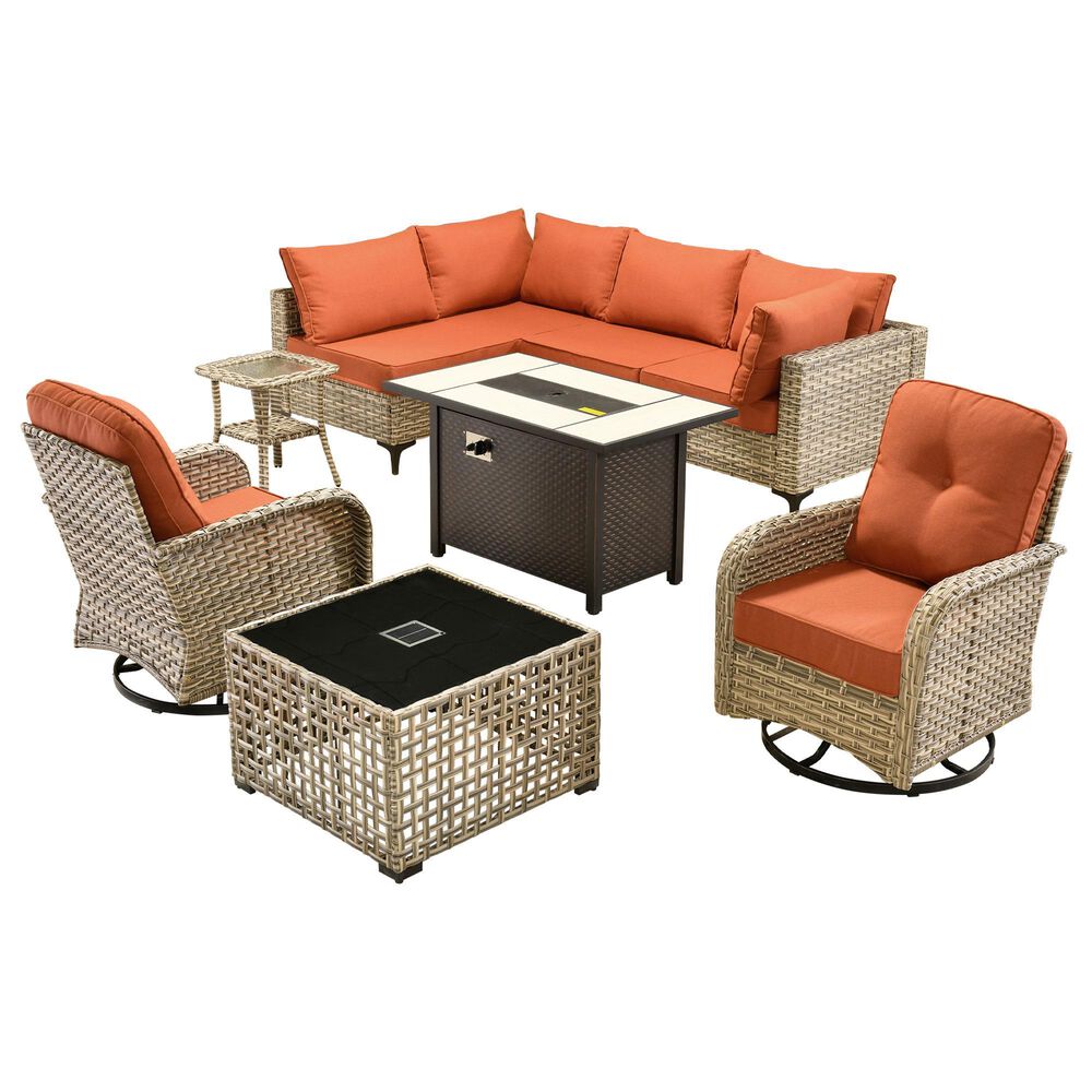 HOMLUX 9-Piece Patio Conversation Set in Coarse-grained Orange, , large
