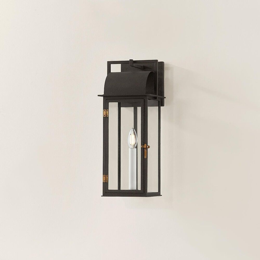 Troy Lighting Bohen 8" 1-Light Exterior Wall Sconce in French Iron and Patina Brass, , large