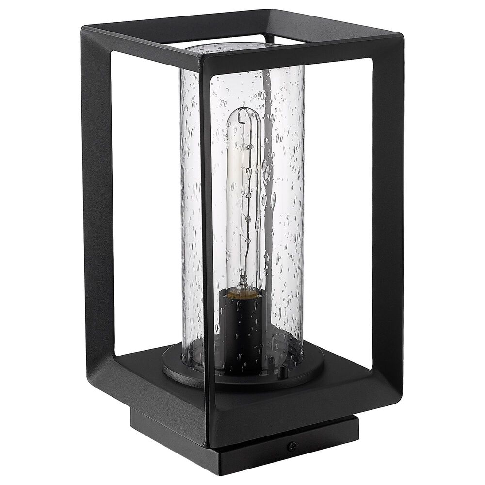 Golden Lighting Smyth 1-Light Outdoor Pier Mount with Seeded Glass Shade in Natural Black, , large