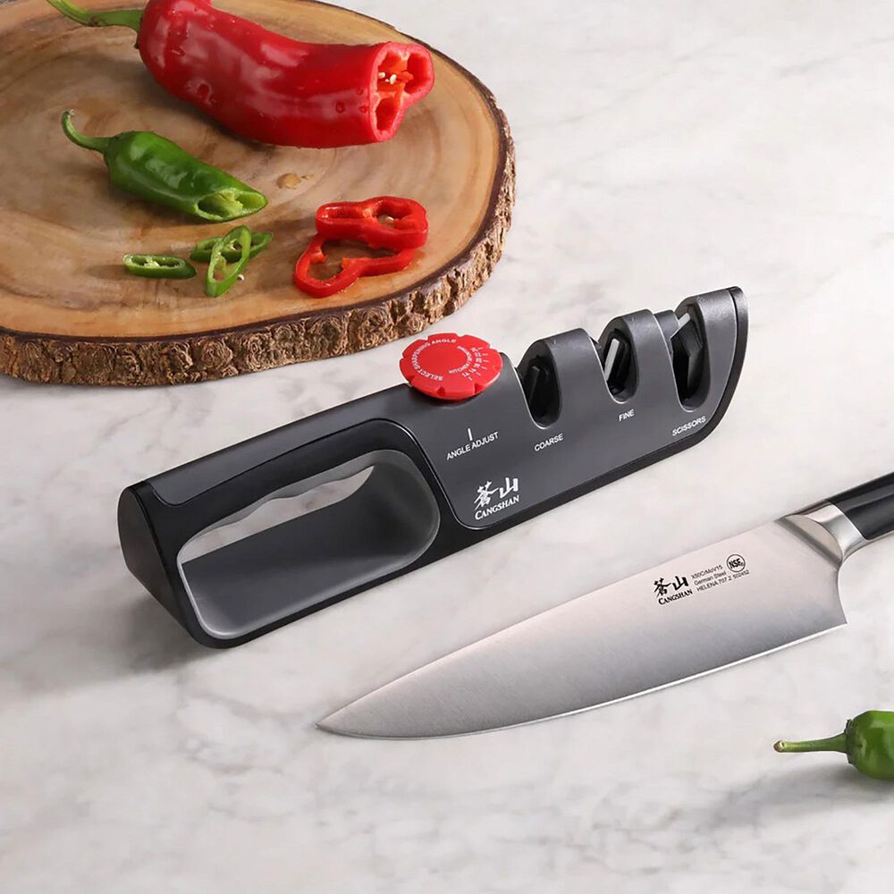 Cangshan 3-Stage Adjustable Knife and Scissor Sharpener in Black, , large