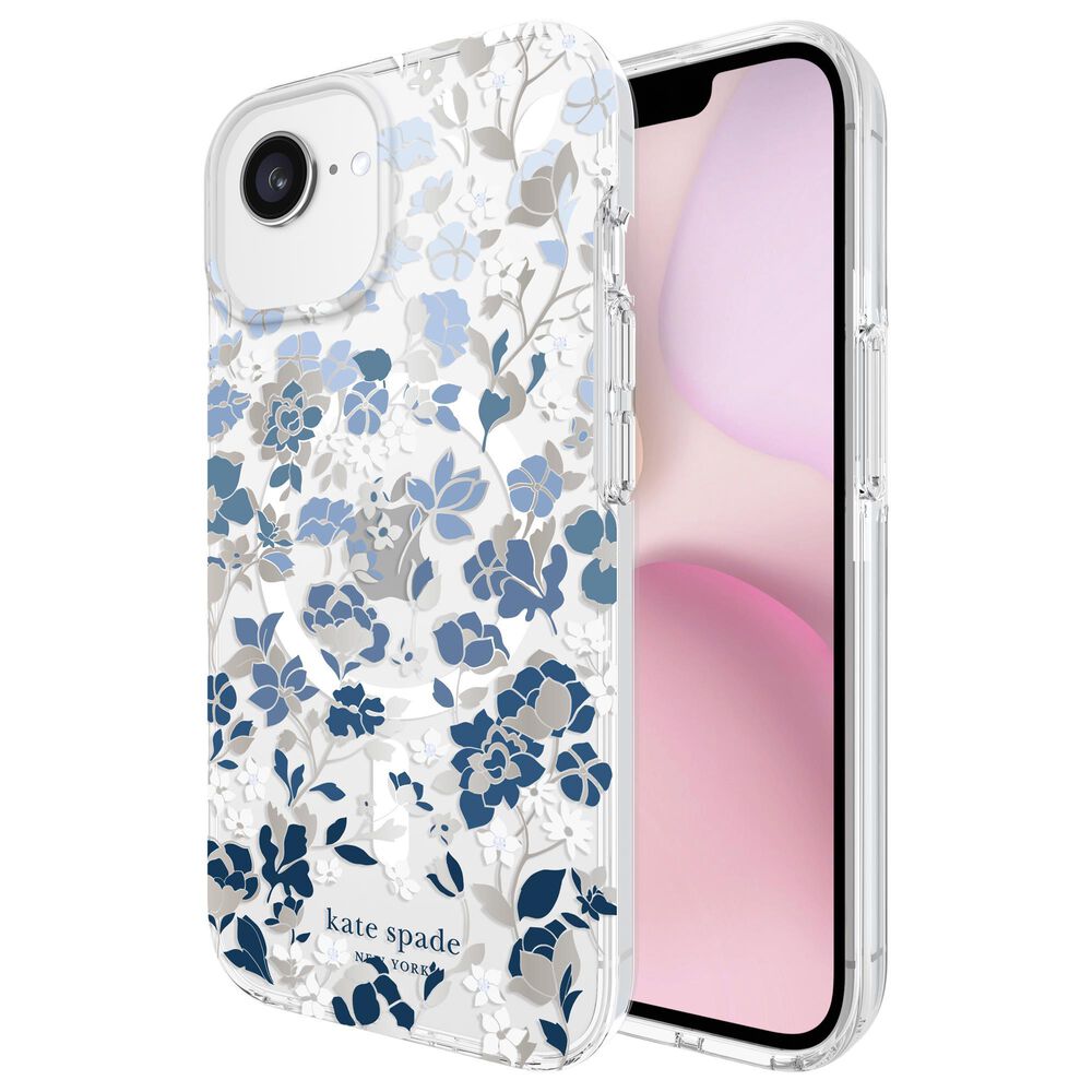 Kate Spade Protective MagSafe Case for Apple iPhone 16e/15/14/13 in Flowerbed Blue, , large