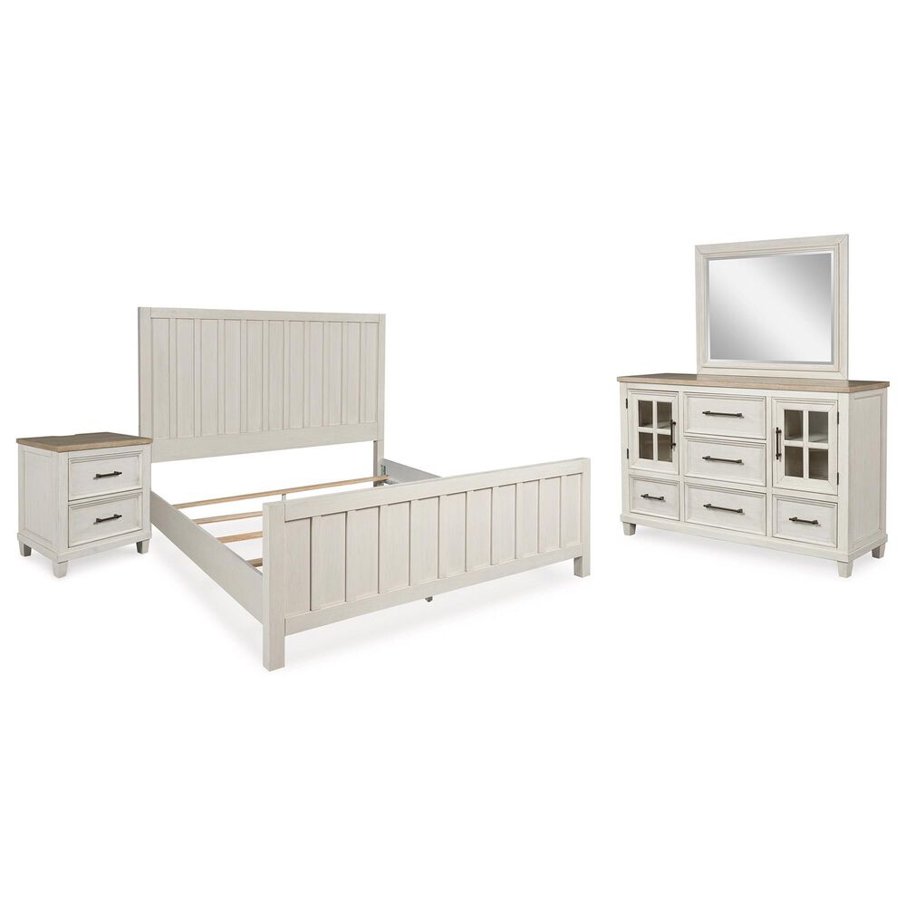 Ashley Shaybrock 4-Piece King Bedroom Set in Antique White and Brown, , large