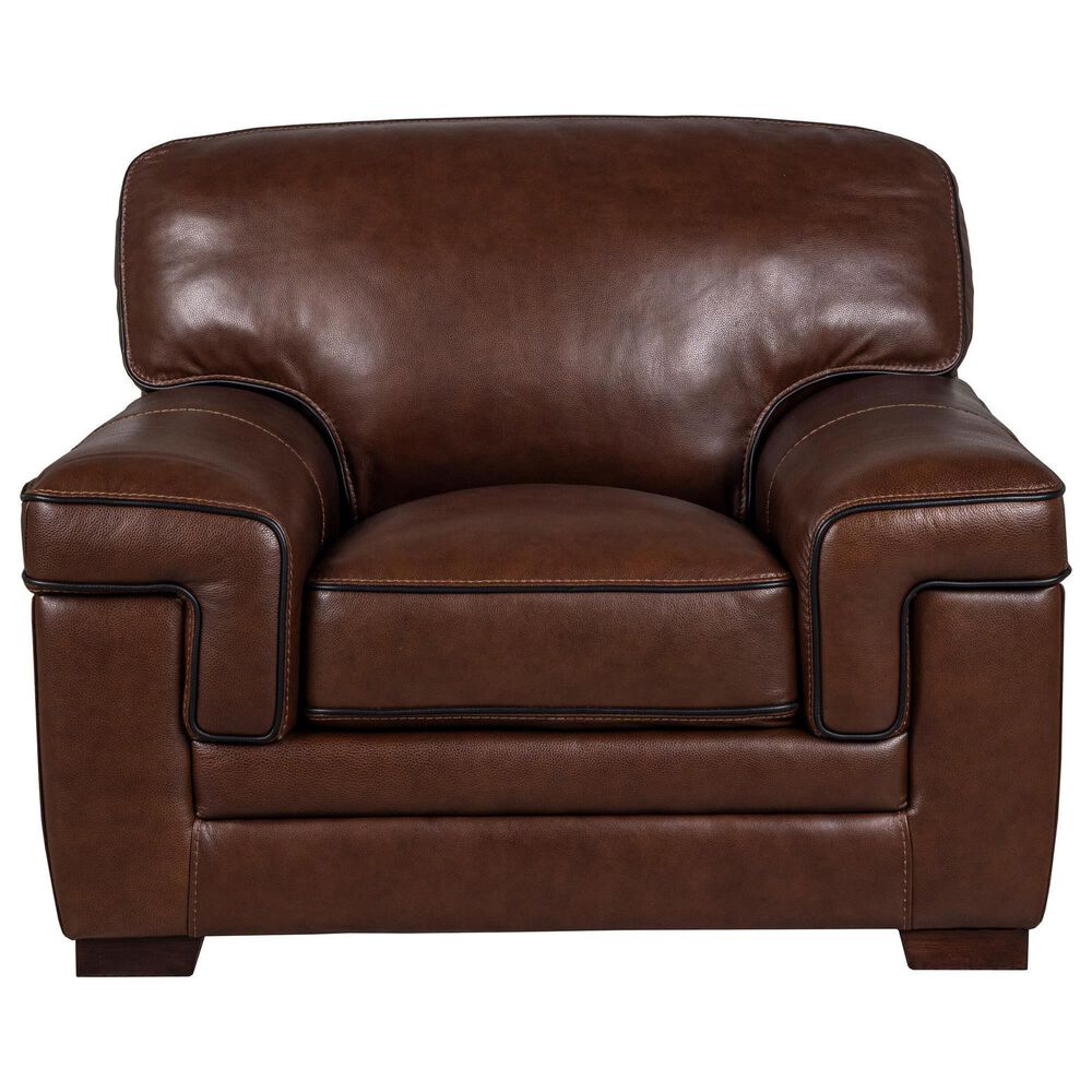 Simon Li 4-Piece Stationary Leather Living Room Set in Longhorn Bramble, , large