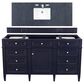 James Martin Vanities Brittany 60" Single Bathroom Vanity in Victory Blue with 3 cm Charcoal Soapstone Quartz Top and Rectangle Sink, , large