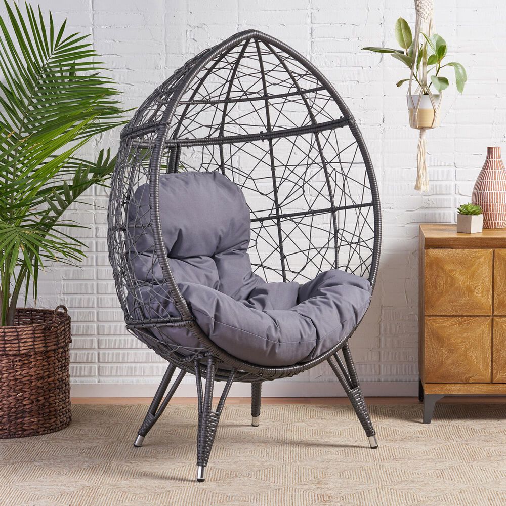 Hearth and Haven Gianni Outdoor Teardrop Chair in Gray, , large