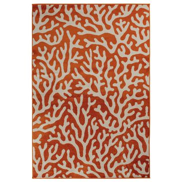 Central Oriental Terrace Tropic Allover Coral 7"10" x 9"10" Tangerine Area Rug, , large