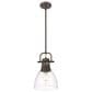 Golden Lighting Duncan 1-Light Small Pendant with Rod and Clear Shade in Rubbed Bronze, , large