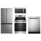 Midea 4-Piece Kitchen Package with 18.4 Cu. Ft. French Door Refrigerator and 6.3 Cu. Ft. 4-Element Freestanding Electric Range in Stainless Steel, , large