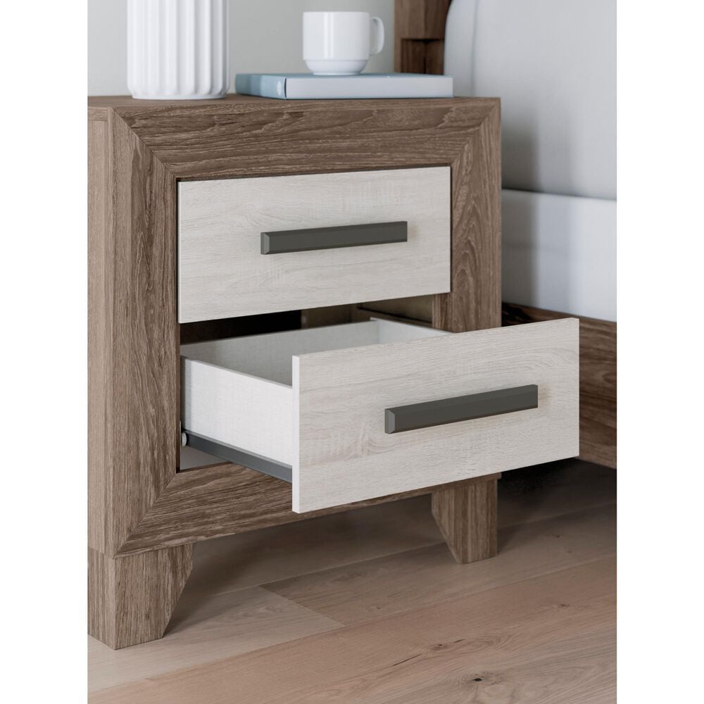 Ashley Sharnari 3-Piece Queen Bedroom Set in Warm Gray, Brown and Antique White Laminate, , large