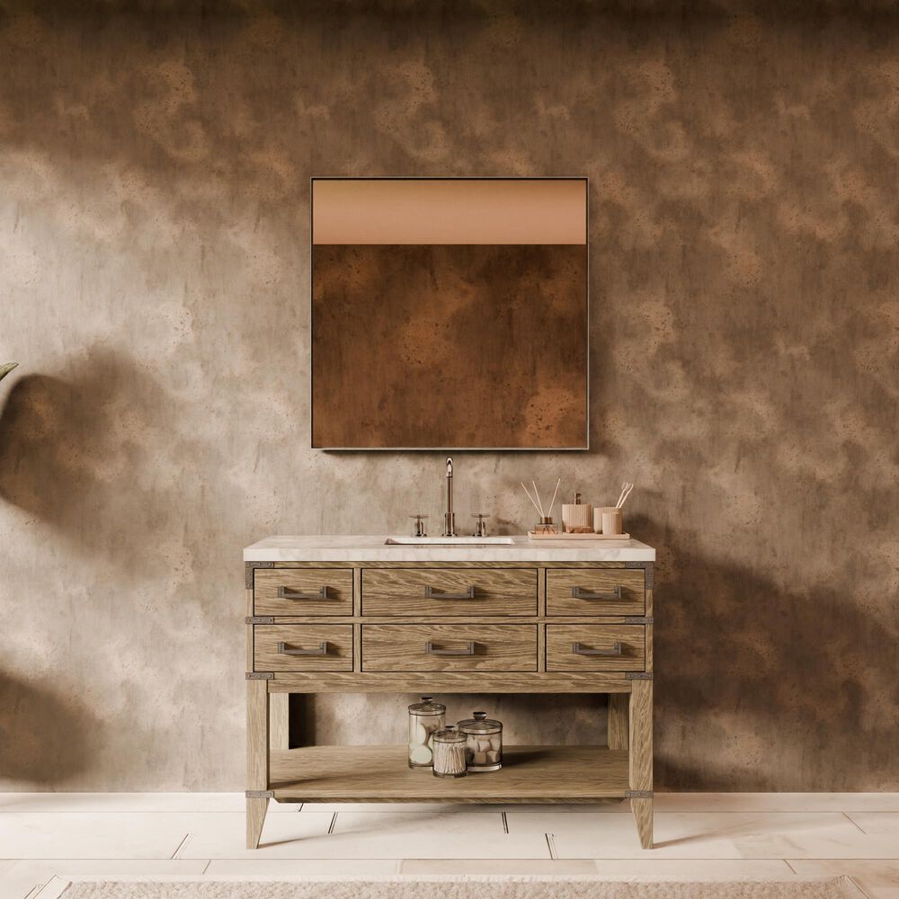 Lexora Home Norwalk 48&quot; Single Bathroom Vanity in Grey Oak with White Carrara Marble Top  and Rectangle Sink, , large