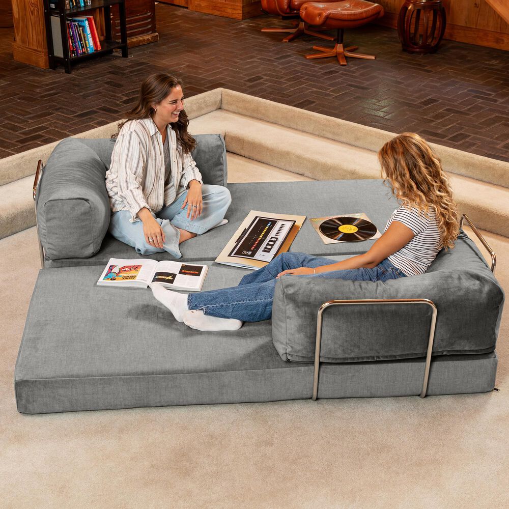 Jaxx Unsofa Stationary Loveseat in Elephant Dark Grey Velvet, , large