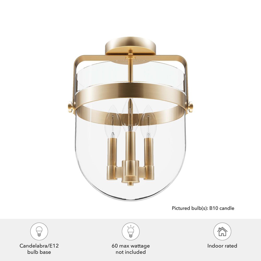 Hunter Karloff 3-Light Semi-Flush Mount in Alturas Gold, , large