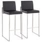 Lumisource Fuji High Back Barstool with Black Faux Leather in Stainless Steel (Set of 2), , large