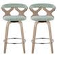LumiSource Gardenia Swivel Fixed-Height Counter Stool with Seafoam Green Fabric Upholstery in Chrome and Whitewashed (Set of 2), , large