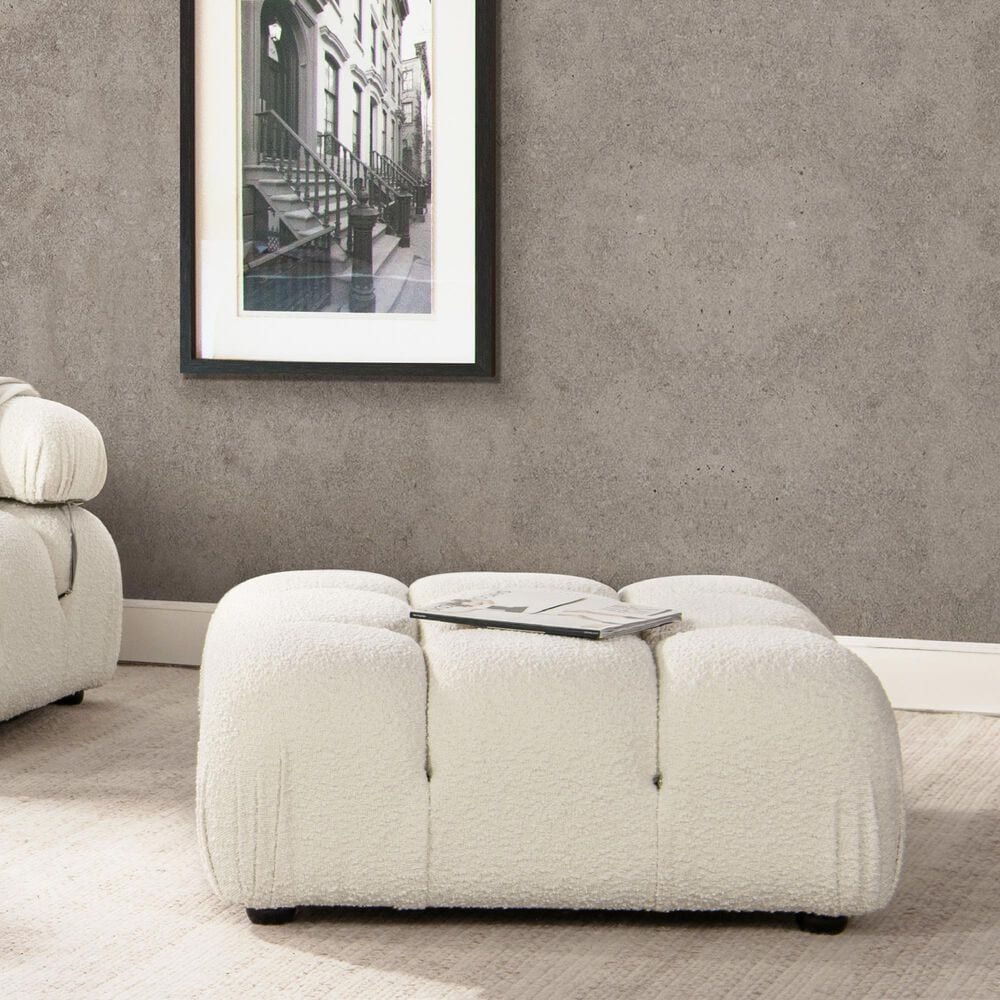 Jennifer Taylor Home Marcel Cocktail Ottoman in Ivory White, , large