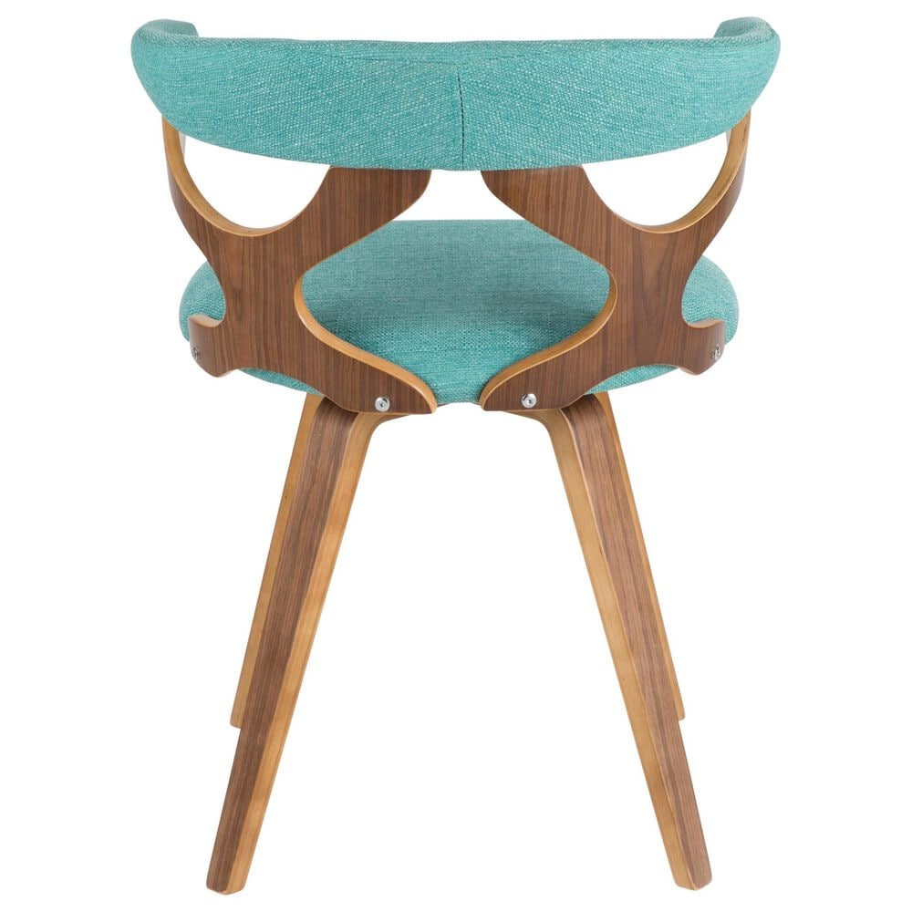 Lumisource Gardenia Swivel Arm Chair with Teal Upholstered in Walnut, , large