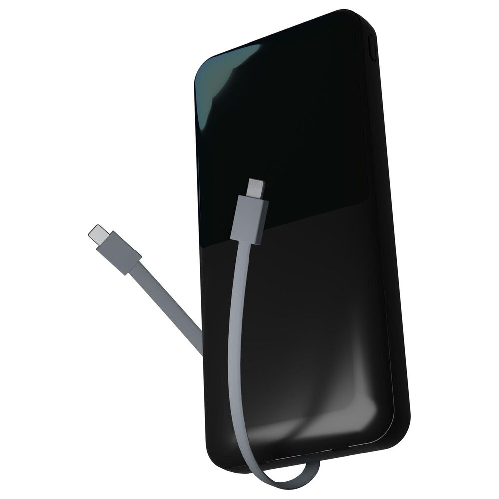 POM Gear PD 10,000Mah Portable Battery with Built-In Type C and Lighting Cables in Black, , large