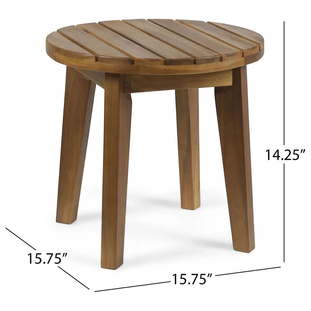 Hearth and Haven 3-Piece Outdoor Chat Set with Teak Slat-Top Side Table in White, , large