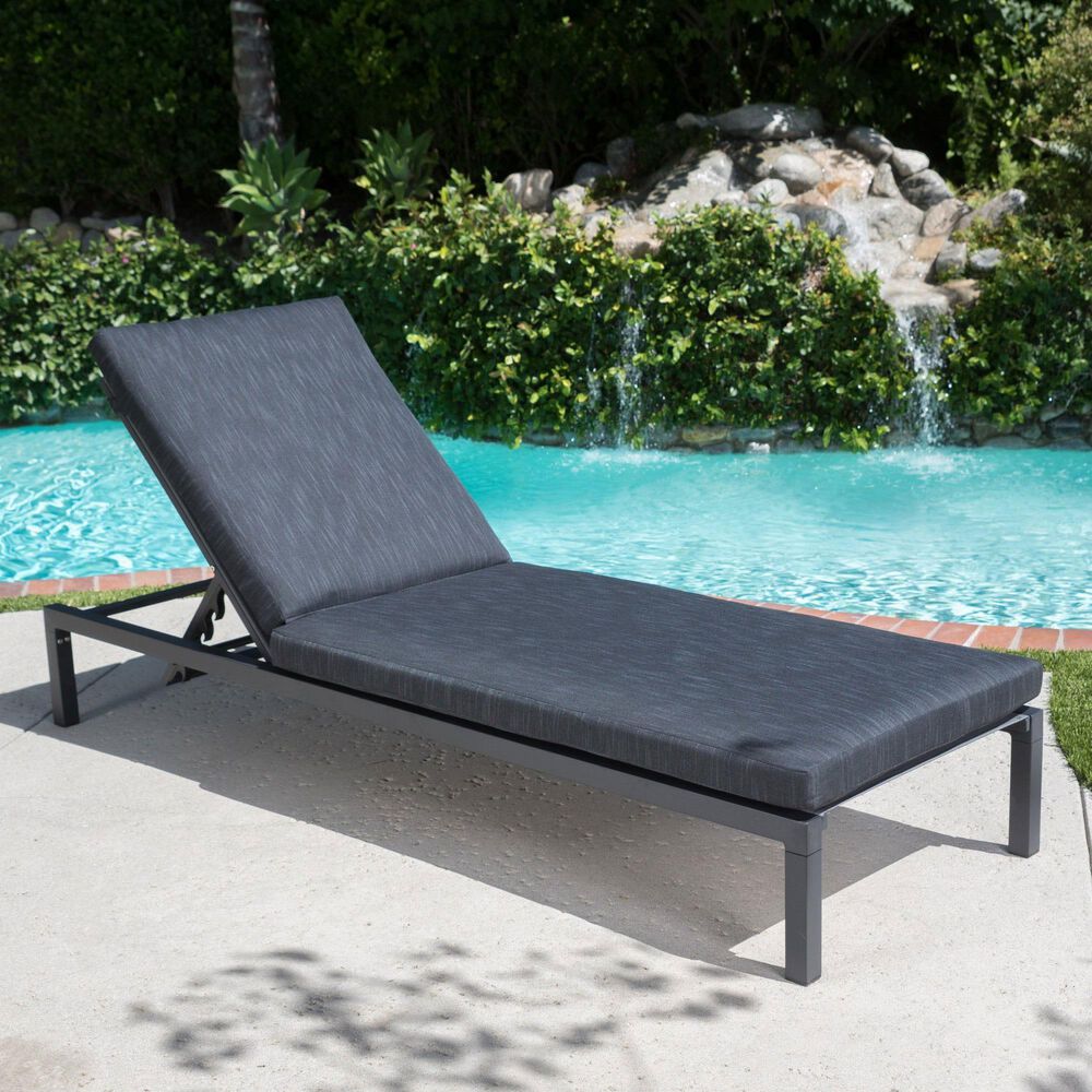 Noble House Navan Patio Chaise Lounge in Dark Gray, , large