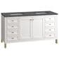 James Martin Vanities Chicago 60" Double Bathroom Vanity in Glossy White with 3 cm Parisien Bleu Quartz Top and Rectangular Sinks, , large