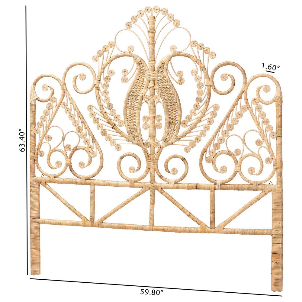 Baxton Studio Caelinus Queen Standalone Headboard in Natural Brown, , large