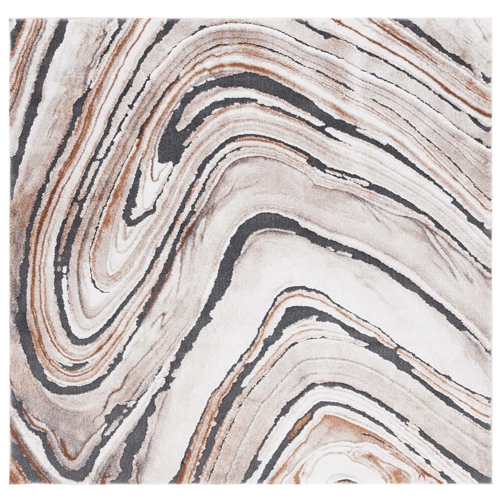 Safavieh Cyrus Shag CYR138A 6"7" Square Beige and Rust Area Rug, , large