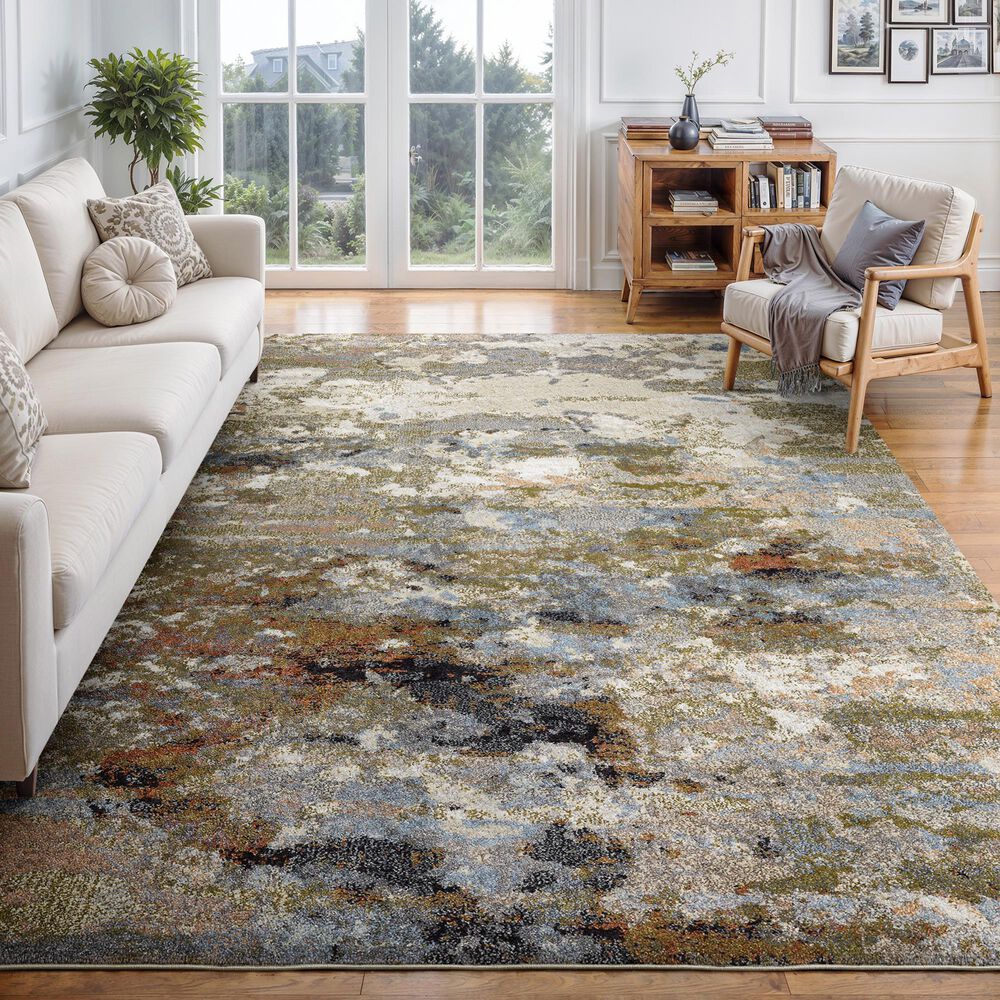 ROW by Oriental Weavers Gemma Olive and Blue 6'7" x 9' Area Rug, , large