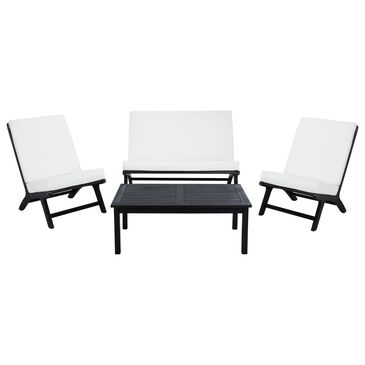 Safavieh Bishop 4-Piece Conversation Set with Beige Cushion in Black, , large