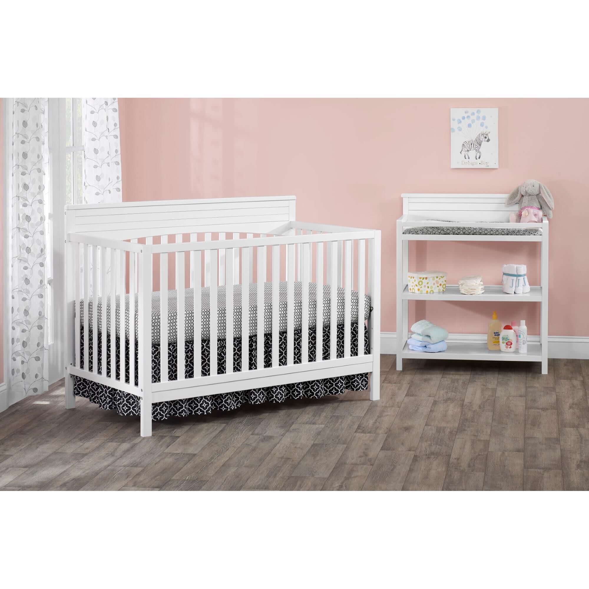 Oxford Baby Harper 4 In 1 Convertible Crib in Snow White NFM