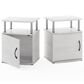 HOMLUX 3-Tier Utility Design End Table with Door in White Oak and Chrome (Set of 2), , large