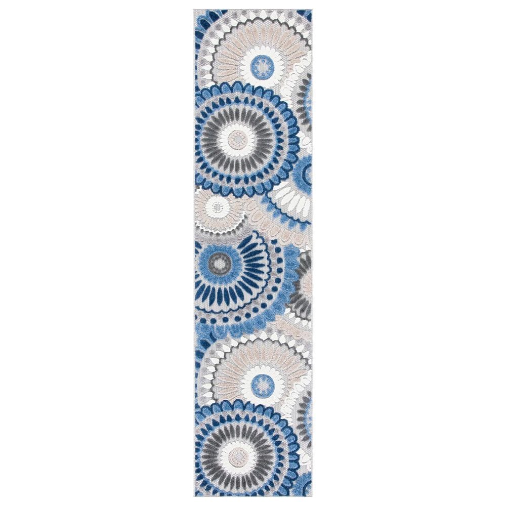 Safavieh Cabana CBN382G 2"2" x 9" Grey and Blue Indoor/Outdoor Performance Runner, , large